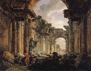 Imaginary View of the Grande Galerie in the Louvre in Ruins ROBERT, Hubert